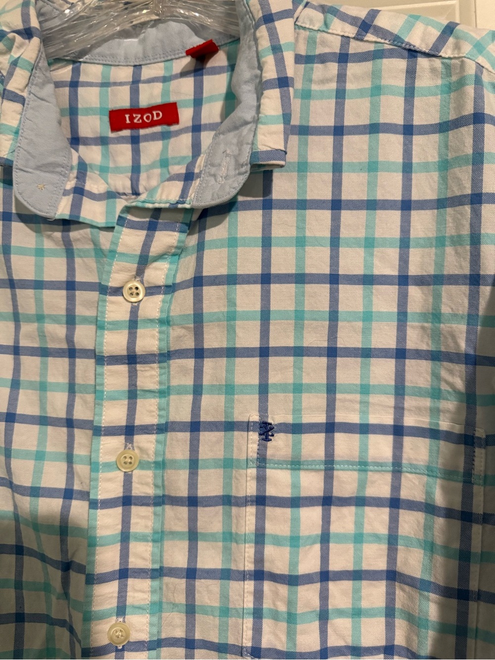 IZOD Men's Blue & Aqua Plaid Button-Up Shirt